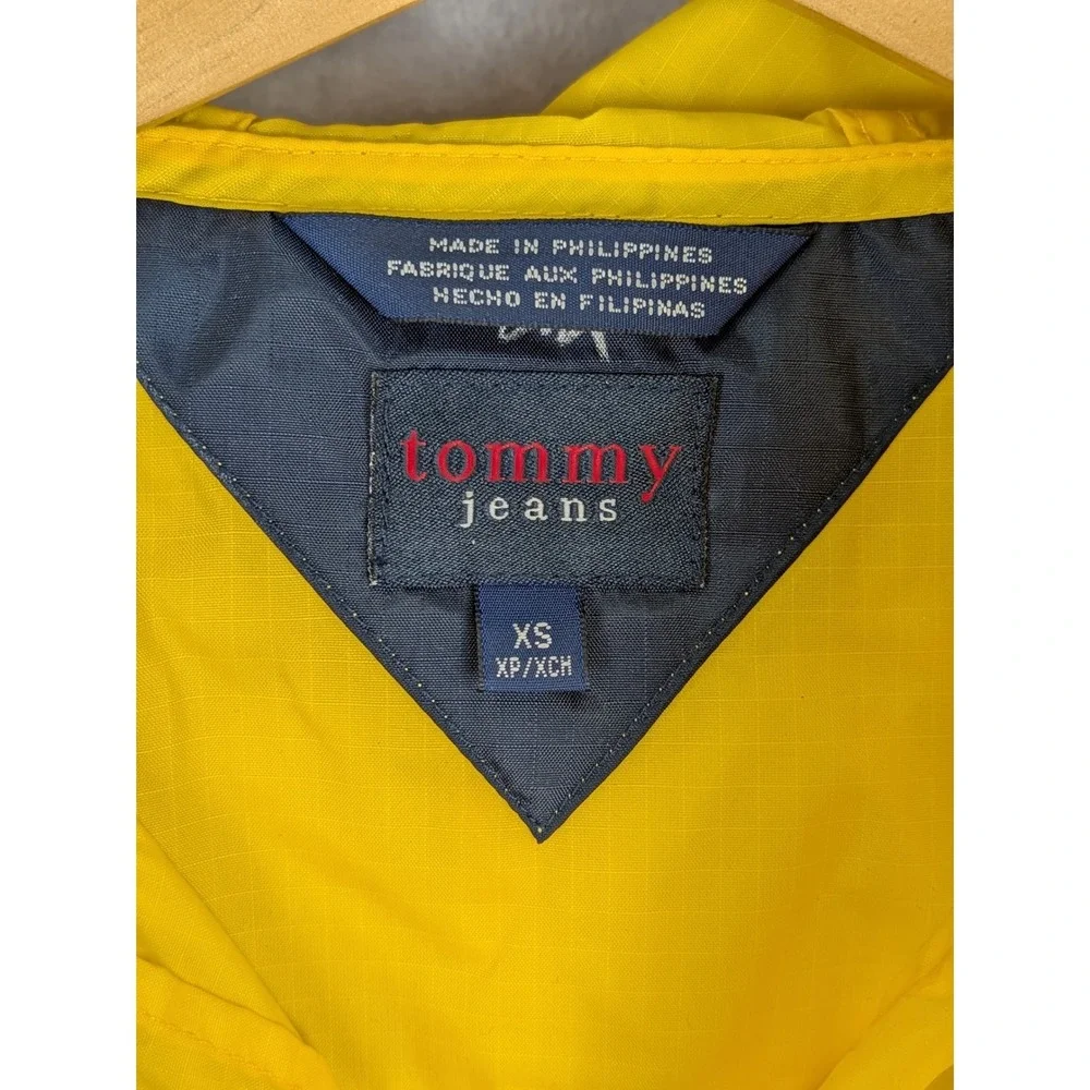 Vintage Tommy Jeans Yellow Anorak Windbreaker Jacket Women XS Flag Logo